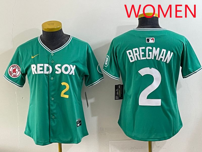 Women 2025 Boston Red Sox #2 Bregman Dark Green Joint Name Nike MLB Jersey style 7->women mlb jersey->Women Jersey